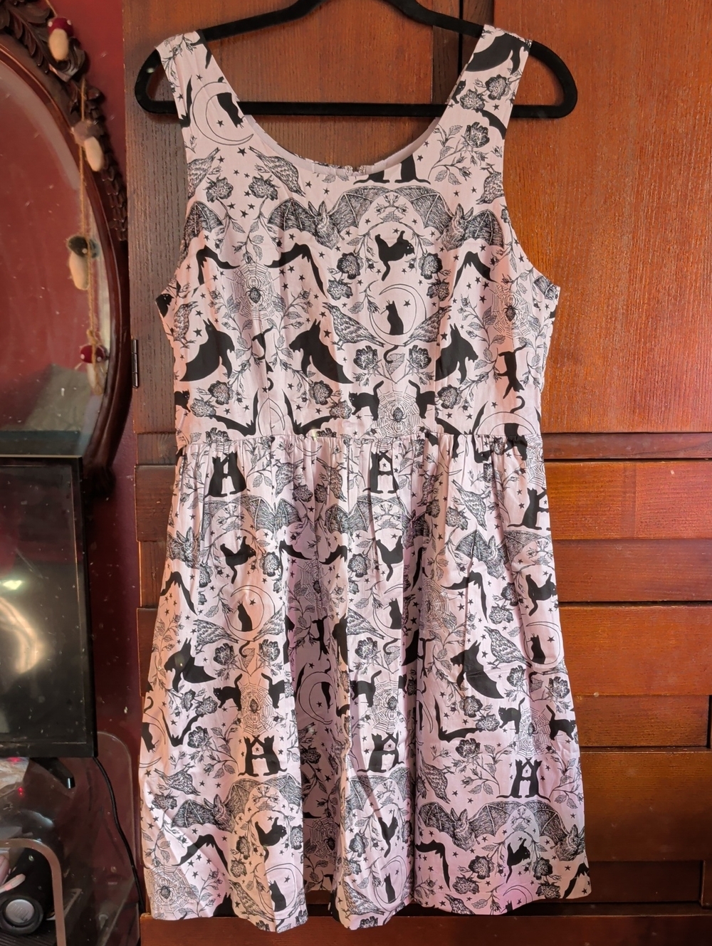 ModCloth Halloween Theme Sleeveless Printed Fit-and-Flare Dress